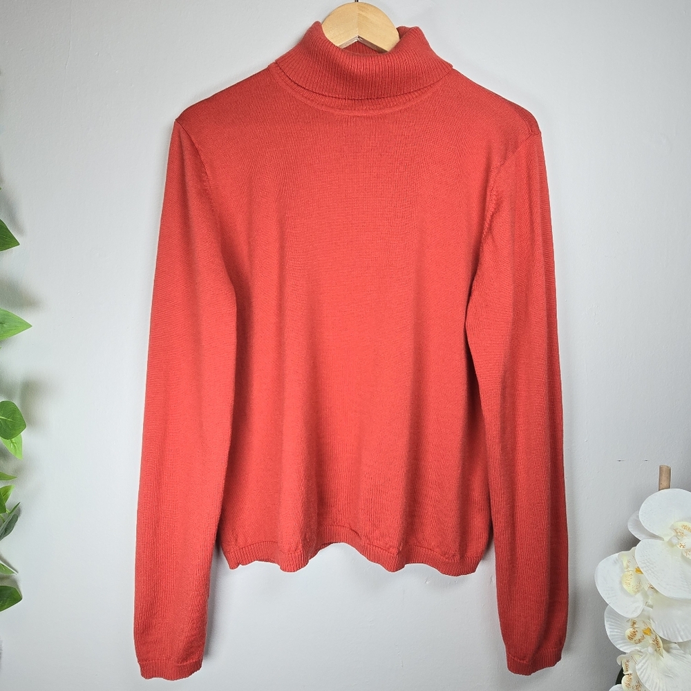 Pendleton Women's Merino Wool Turtleneck Sweater Long Sleeve Orange XL
